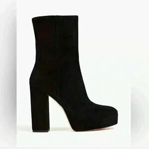 🆕 Stuart Weitzman Black Suede Party Zip Platform Boots